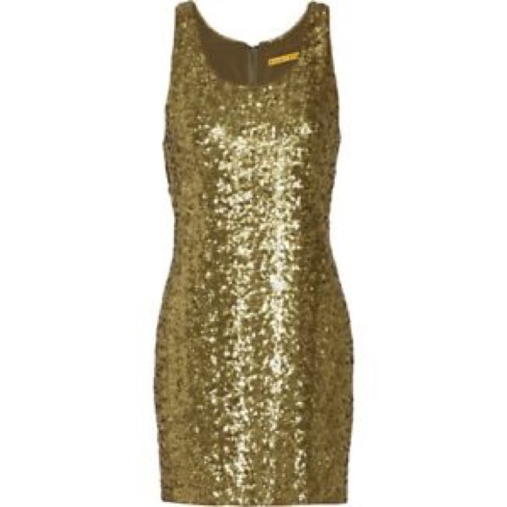 Gold dress Alice & Olivia sequin shift bridal